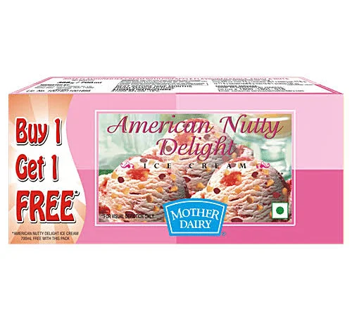 Mother Dairy American Nutty Delight Ice Cream 700 ml Buy 1 Get 1 Free